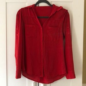 red button down shirt